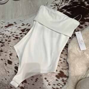 White Ribbed Bodysuit FREE PEOPLE